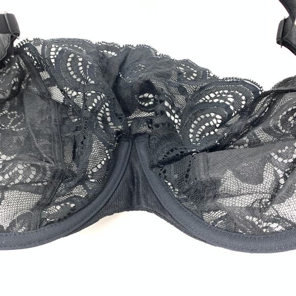 Vintage Gossard Bra Women's Sz 34B US Black Lace Front Panel Unlined - Picture 5 of 7